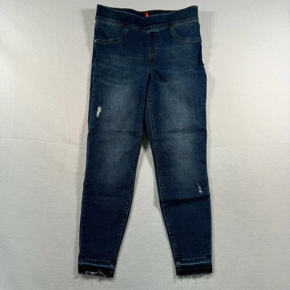 Spanx Skinny Pull On Jean Leggings Womens Size Medium Blue Mid Rise Stretch - Picture 2 of 12